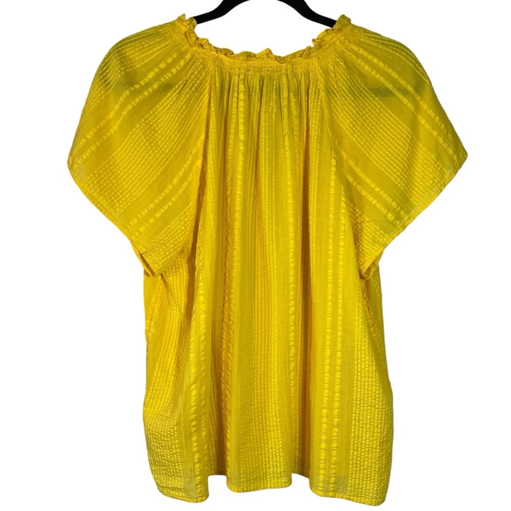 J. Crew Bright Yellow Ruffle V-Neck Blouse - Picture 3 of 11